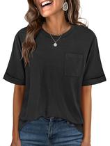 Camiseta ANRABESS Oversized Manga Curta com Bolso Preta M