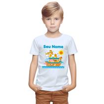 Camiseta Arca de Noé Bichos Menino Aniversário Camisa Personalizada Blusa Infantil e Juvenil Algodão com Poliéster Camiseta Arca de Noé Bichos Menino Aniversário Camisa Personalizada Blusa Infantil e Juvenil Algodão com Poliéster