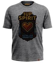 Camiseta Arcade Geek Gamer 1UP SPIRIT Extra Life Granted 8-bits Coração 518 - Estampa DTF e Sublimação