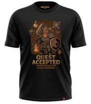 Camiseta Arcade Geek Gamer RPG Quest Accepted Warrior Guerreiro Choose Your Path XP Dragons 530