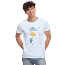 Camiseta Argentina Mapa Camisa Personalizada Blusa Adulto Algodão com Poliéster