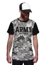 Camiseta Army Camuflada Cinza Exército Top
