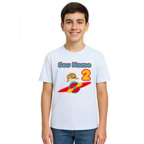 Camiseta Aviador Menino Avião Estampa Personalizada