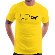 Camiseta Avião Batimentos Cardíacos Coração - Foca na Moda