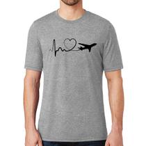 Camiseta Avião Batimentos Cardíacos Coração - Foca na Moda