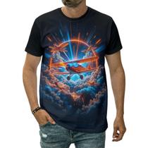 Camiseta Avião No Céu Aviação Aeroplano Arte Aeronave Jato