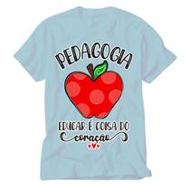 Camiseta Azul Pedagogia gente que ama ensinar educar