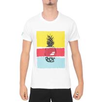 Camiseta Babolat Exercise Message Tee Branco Amarelo e Azul