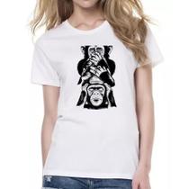 Camiseta Baby Look 3 macacos sabios chinpanzes