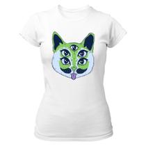 Camiseta Baby Look Alien Cat Gato Alienígena