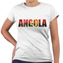 Camiseta Baby Look Angola Bandeira Escrita