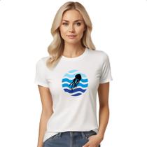Camiseta Baby Look Animais marinhos agua-viva silhueta sunset