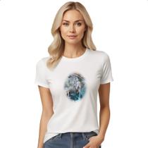 Camiseta Baby Look Apanhador de sonhos lobo cinza