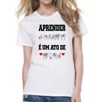 Camiseta Baby Look Aprender libra ato de amor Camiseta Baby Look Aprender libra ato de amor