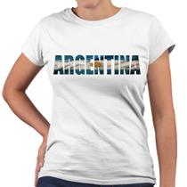 Camiseta Baby Look Argentina Bandeira Escrita