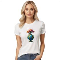 Camiseta Baby Look Arvore da vida planeta Terra