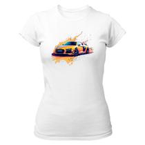 Camiseta Baby Look Audi R8 Amarelo Splash Art