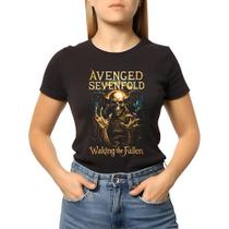 Camiseta Baby Look Banda Avenged Sevenfold Tecido Algodão Camiseta Baby Look Banda Avenged Sevenfold Tecido Algodão