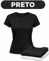 Camiseta Baby Look Básica Feminina Gola Redonda Malha Poliviscose Preta ou Branca