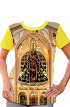 Camiseta Baby Look Basilica N Sª Aparecida Amarela Lançamento