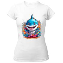 Camiseta Baby Look Bebe Tubarao Splash