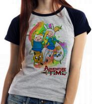 Camiseta Baby Look Blusa Feminina Adventure Time Jake Finn Fionna Cake