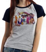 Camiseta Baby Look Blusa Feminina Adventure Time todos personagens
