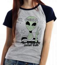 Camiseta Baby Look Blusa Feminina Alien say hello to the dumb humans