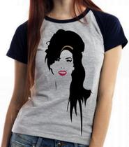 Camiseta Baby Look Blusa Feminina Amy Winehouse sorriso rock