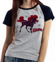 Camiseta Baby Look Blusa Feminina Cavalo de Fogo