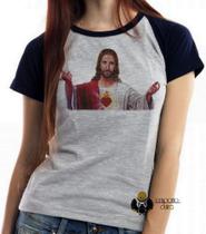 Camiseta Baby Look Blusa Feminina Jesus Cristo coração