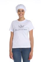 Camiseta Baby Look Branca Gastronomia 100% Algodão Feminina - Casa dos Uniformes