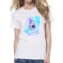Camiseta Baby Look Cancer fundo zodiacal Camiseta Baby Look Cancer fundo zodiacal