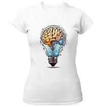 Camiseta Baby Look Cerebro dentro da lampada