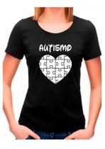 Camiseta Baby look coração autismo mãe autista