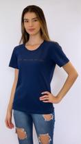 Camiseta baby look design 100% algodão azul marinho