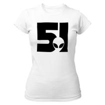 Camiseta Baby Look Divertida Area 51 Logo ET