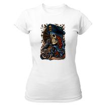 Camiseta Baby Look Divertida Caveira pirata