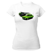 Camiseta Baby Look Divertida Chevette primeira geração verde