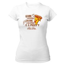 Camiseta Baby Look Divertida Irônico Sabe a diferença de opinião e pizza