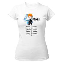 Camiseta Baby Look Divertida Signo Cute Peixes