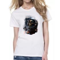 Camiseta Baby Look Esqueleto astronauta
