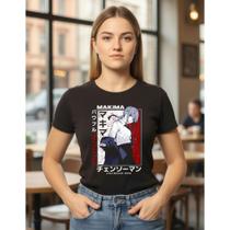 Camiseta Baby Look Exclusiva Anime Chainsaw Man Makima Camiseta Baby Look Exclusiva Anime Chainsaw Man Makima