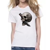 Camiseta Baby Look Faca na caveira