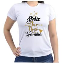 Camiseta Baby look feliz ano novo em família réveillon