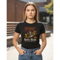 Camiseta Baby Look Feminina Acdc Logo Hells Bells Para Show