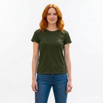 Camiseta Baby Look Feminina Algodão Premium Gola Ribana Blusa Academia Basica Toque Macio Dia a Dia Tamanho:PPCor:Verde