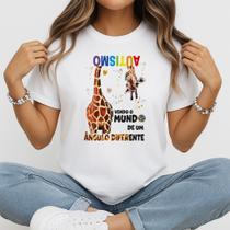 Camiseta Baby Look Feminina Autismo Ângulo Diferente Inclusão Conscientização Neurodiversidade