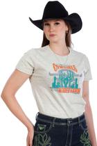 Camiseta Baby Look Feminina Bege Acinzentado Estampa Country - Rodeo Farm