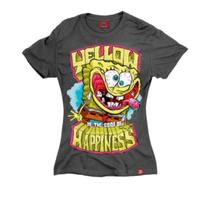 Camiseta Baby Look Feminina - Bob Esponja Happyness